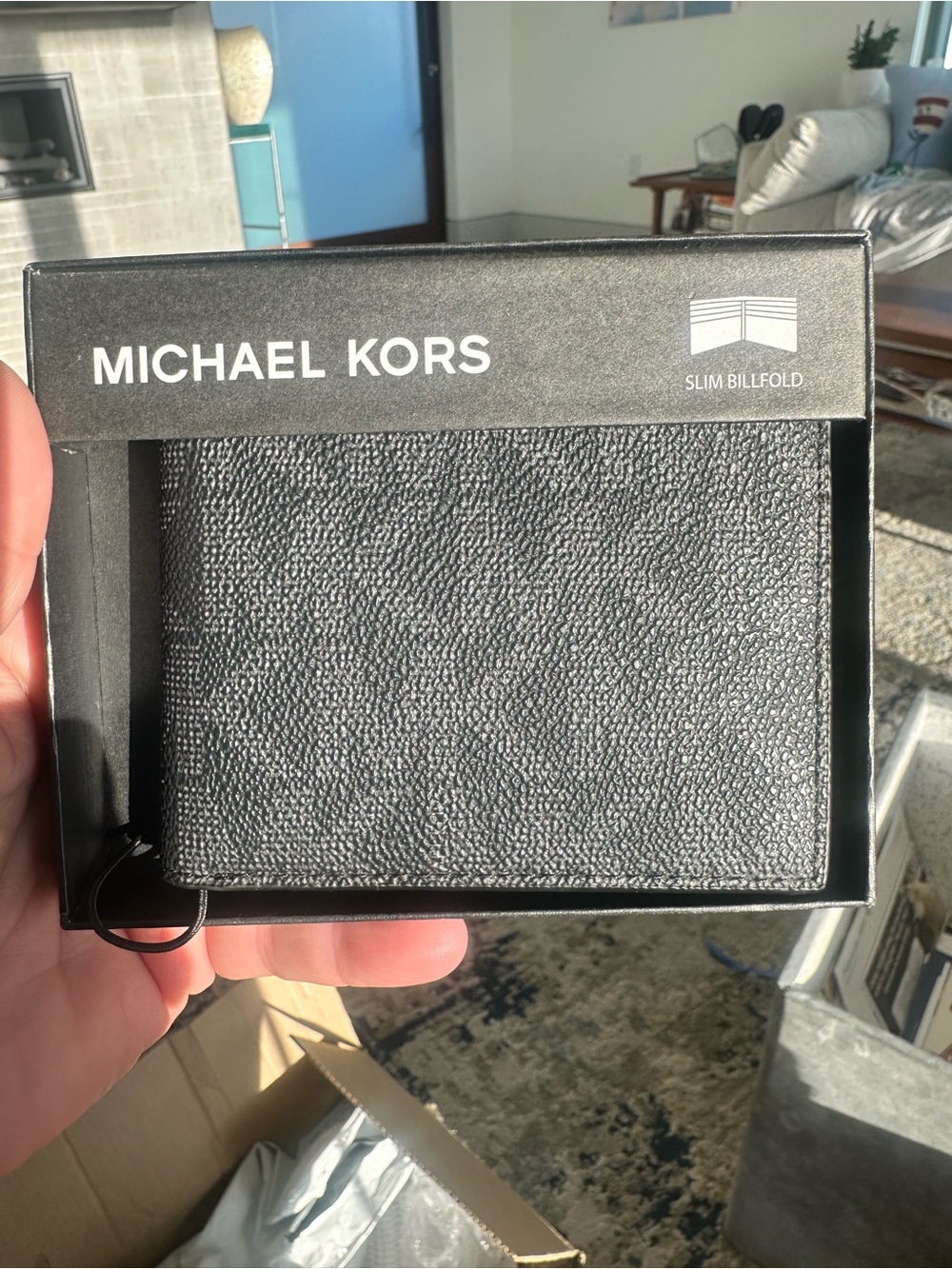 Michael Kors Black Textured Slim Billfold Card Holder